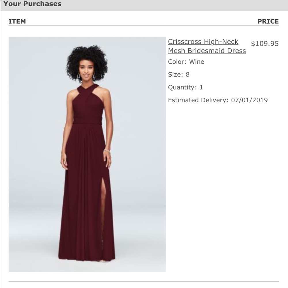 David Bridal CrissCross High Neck Mesh Bridesmaids Dress
